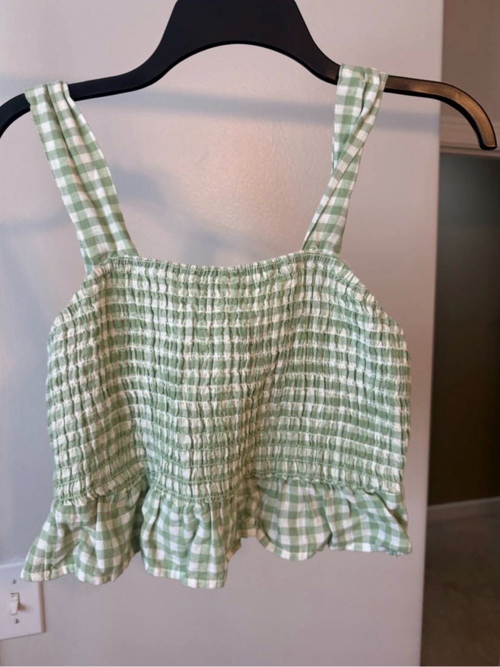 Green Gingham American Eagle Cropped Tank
